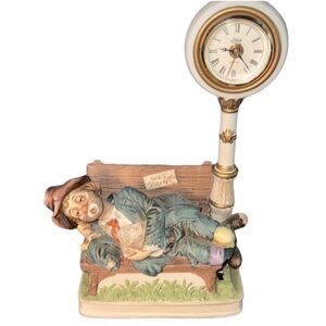 WALL STREET WILLIE VINTAGE MUSIC BOX CLOCK MELODY IN MOTION HAND PAINTED.